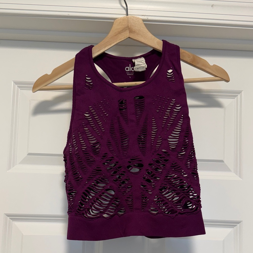 ALO Yoga Plum Laser-Cut Racerback Tank